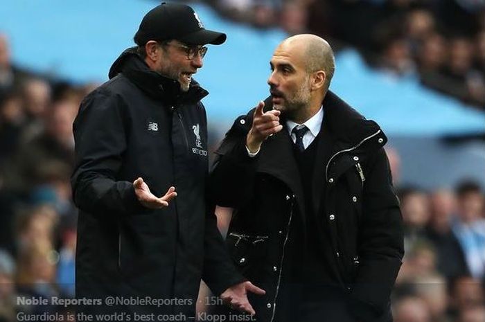 Juergen Klopp (kiri) dan Pep Guardiola.