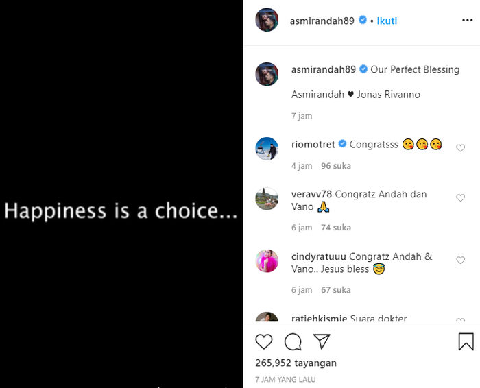 Unggahan kehamilan Asmirandah