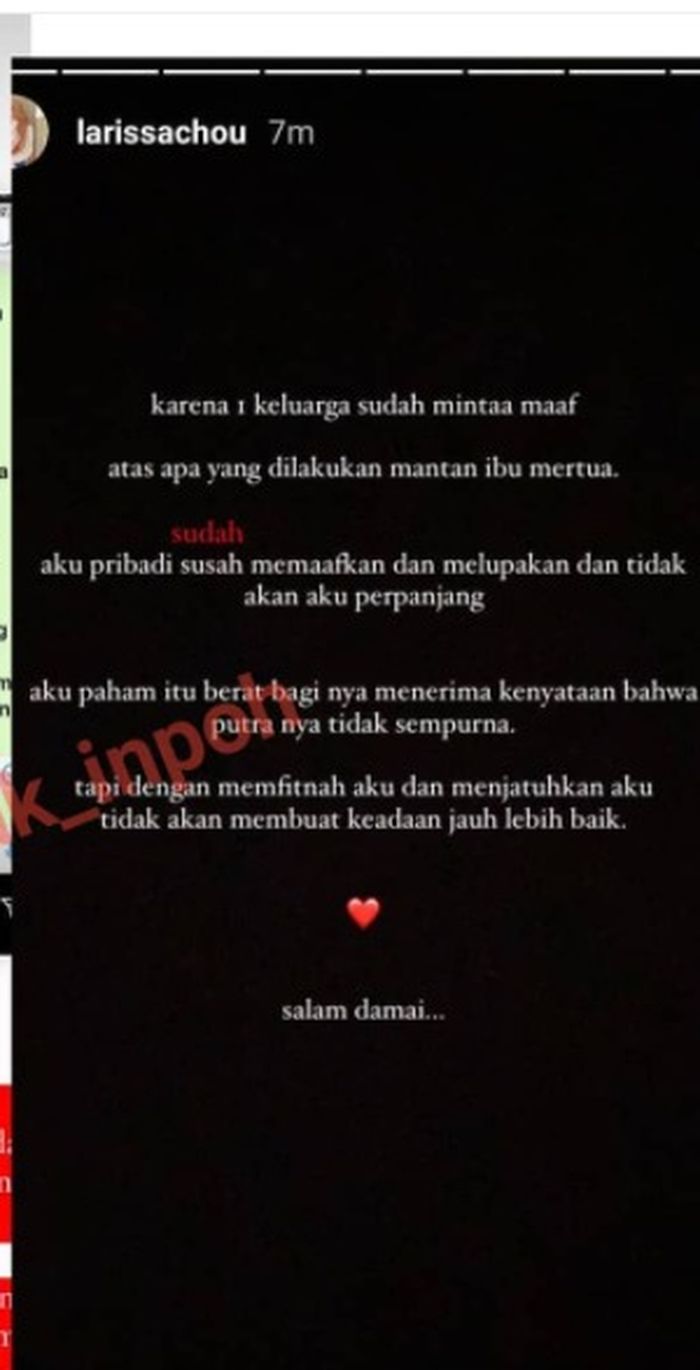 Balasan <a href='https://sumsel.tribunnews.com/tag/larissa-chou' title='Larissa Chou'>Larissa Chou</a>