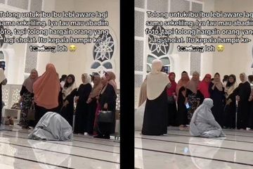 Emak-emak berfoto di Masjid malah tak lihat ada orang solat