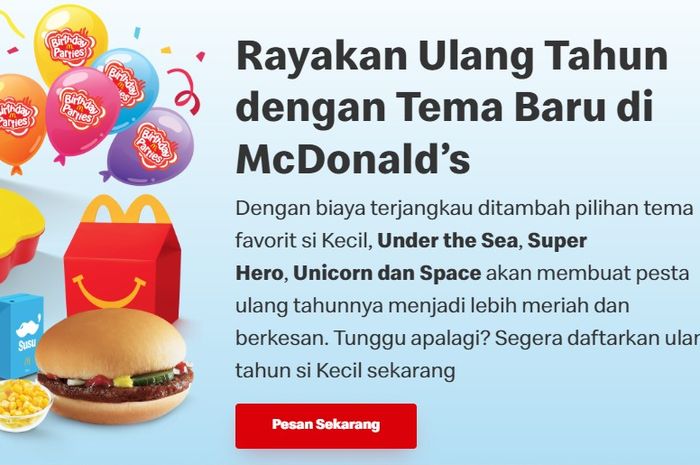 Harga Paket Ulang Tahun McD 2023 Terbaru, Mulai dari 11 Ribu Bisa ...