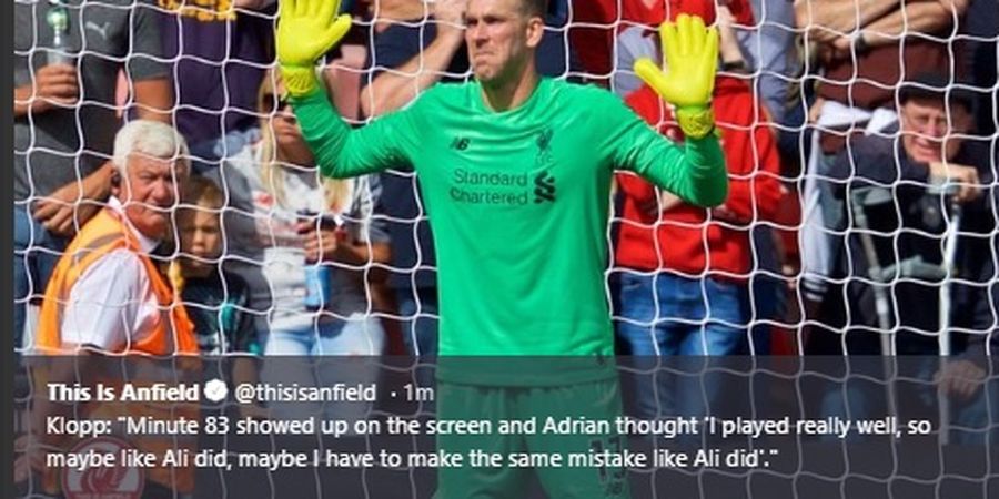 VIDEO - Adrian Lakukan Blunder yang Berujung Kebobolan untuk Liverpool