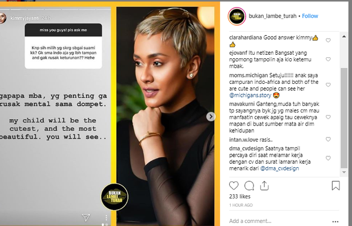 insta story Kimmy Jayanti yang direpost akun gosip Indonesia