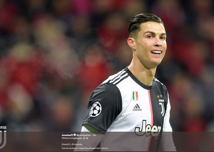 Ekspresi Cristiano Ronaldo Juventus untuk sementara di  Bayer Leverkusen di BayArena pada matchday terakhir grup D Liga Champions, Rabu (11/12/2019) atau Kamis dini hari WIB.