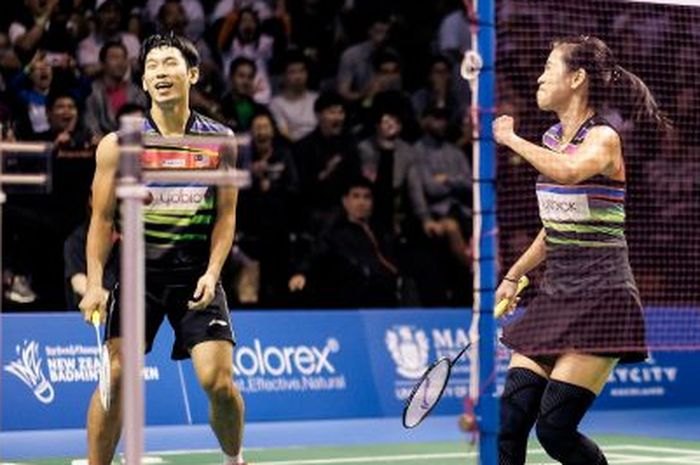 Pasangan ganda campuran Malaysia, Chan Peng Soon/Goh Liu Ying, saat berhasil memastikan gelar juara pada New Zealand Open 2019, di Eventfinda Stadium, Auckland, Selandia Baru, Minggu (5/5/2019).