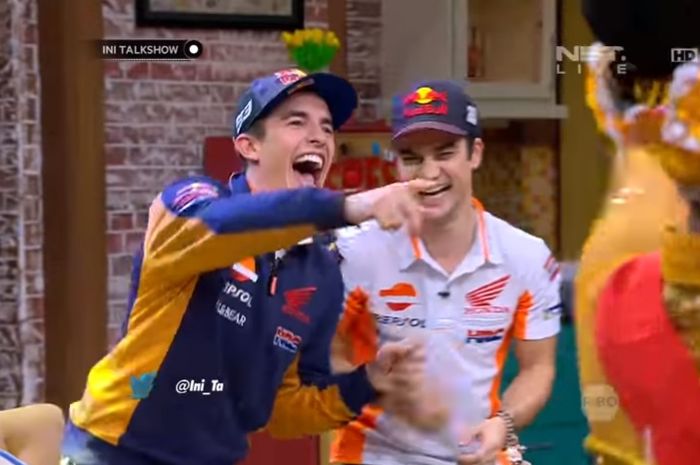 Marc Marquez dan Dani Pedrosa diundang sebagai tamu spesial di acara Ini Talk Show Net TV, Selasa (20/2/2018).