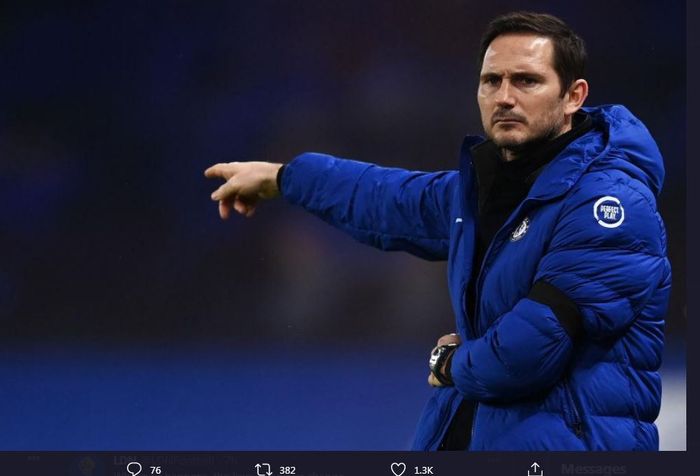 Ekspresi pelatih Chelsea, Frank Lampard.