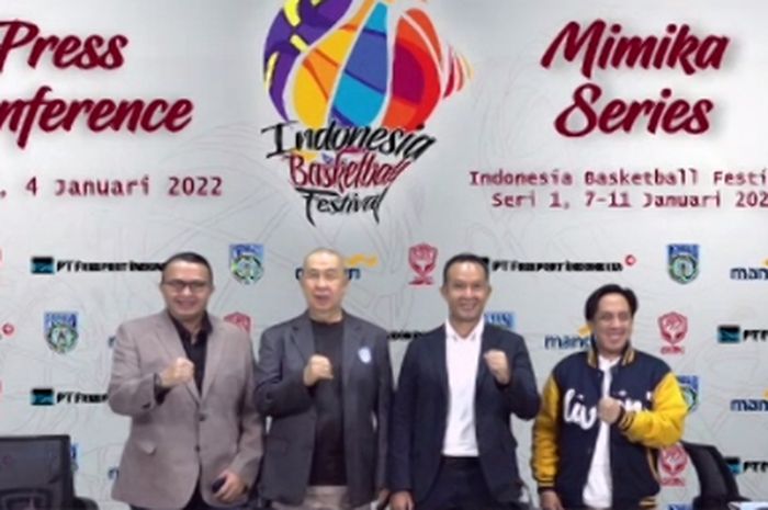 Acara konferensi pers ajang Indonesia Basketball Festivall seri 1 di Timika, Papua, yang akan digelar pada 7-11 Januari 2021. 