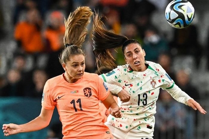 Aksi pemain timnas putri Belanda, Lieke Martens, dalam laga kontra Portugal pada Piala Dunia Wanita 2023.