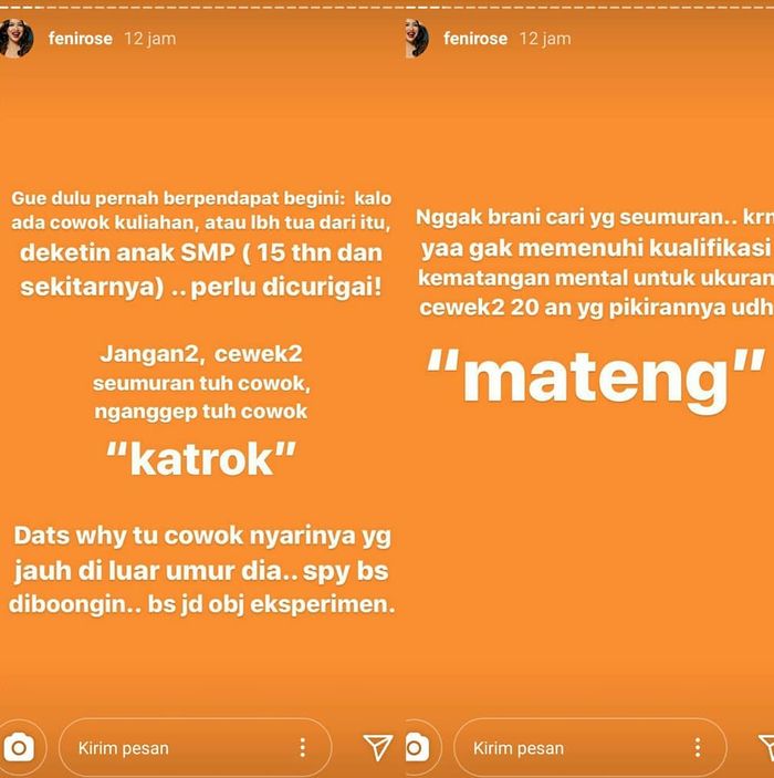 Instastory Feni Rose