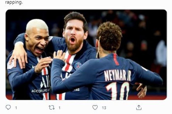Trio Eminem, calon trisula baru Paris Saint-Germain yang terdiri dari Lionel Messi, Neymar dan Kylian Mbappe