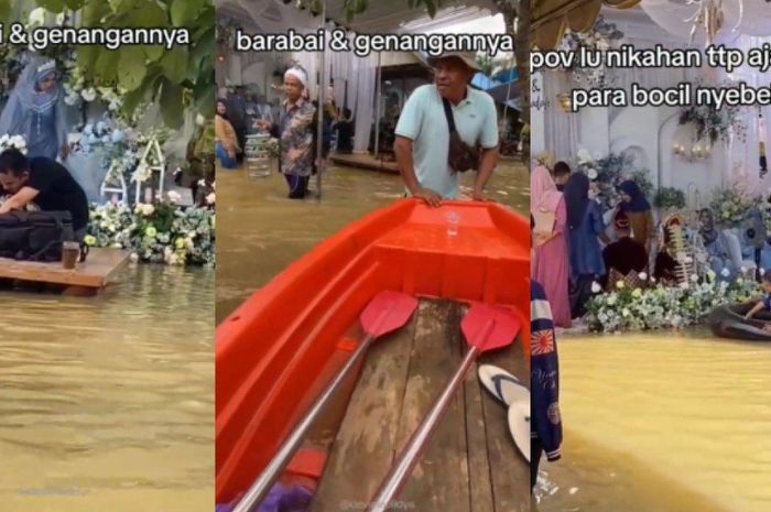 Pesta pernikahan di Kalsel viral gegara digelar saat banjir