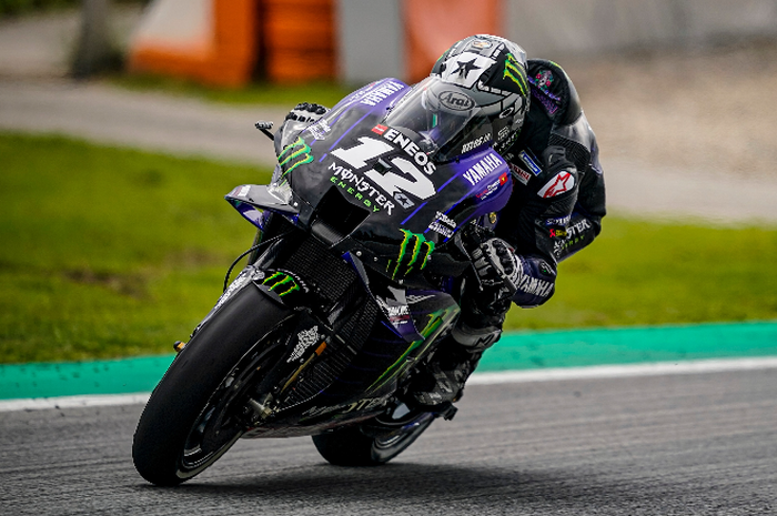 Pembalap Monster Energy Yamaha, Maverick Vinales, saat balapan MotoGP Catalunya 2020 di Circuit de Barcelona-Catalunya, Montmelo, Minggu (27/9/2020).