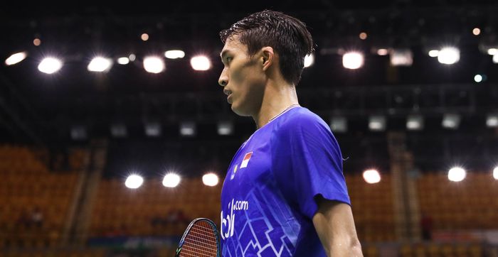 Jonatan Christie saat berhadapan dengan Wong Wing Ki Vincent (Hong Kong) pada babak pertama Hong Kong Open 2019, di Hong Kong Coliseum, Hong Kong, Rabu (13/11/2019).