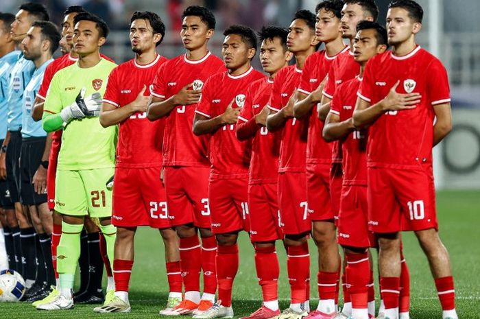 Skuad timnas U-23 Indonesia berpose menjelang duel Piala Asia U-23 2024 melawan Yordania.