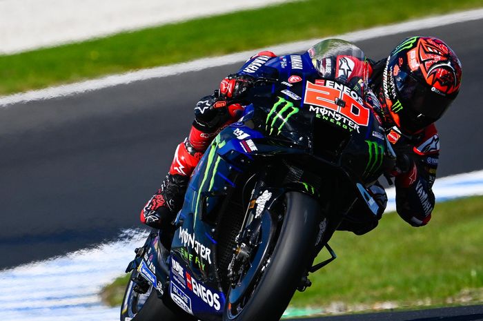 Pembalap Monster Energy Yamaha, Fabio Quartararo, pada sesi latihan bebas MotoGP Australia 2022