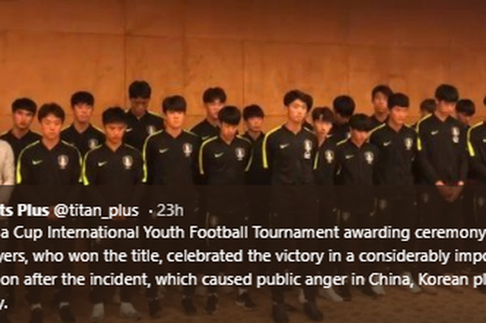 Potret pemain Timnas U-18 Korea Selatan yang meminta maaf atas insiden selebrasi tak senonoh