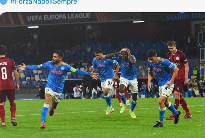 Napoli memetik kemenangan 3-0 atas Legia Warszawa pada laga Liga Europa, Jumat (22/10/2021)