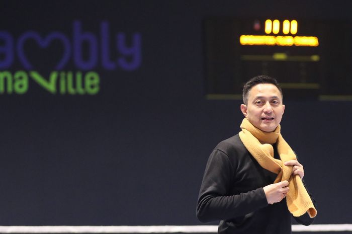 Kepala Bidang Pembinaan dan Prestasi PBSI, Ricky Soebagdja saat berada di Gedung Olahraga Chambly yang diniatkan untuk pemusatan latihan wakil Indonesia pada Olimpiade Paris 2024.