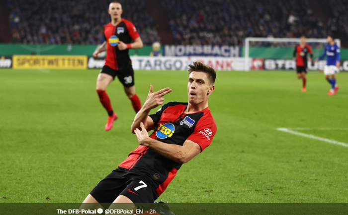 Striker anyar Hertha BSC, Krzysztof Piatek mencetak gol di laga debutnya dalam ajang DFB Pokal, Selasa (3/2/2020) malam atau Rabu dini hari WIB.