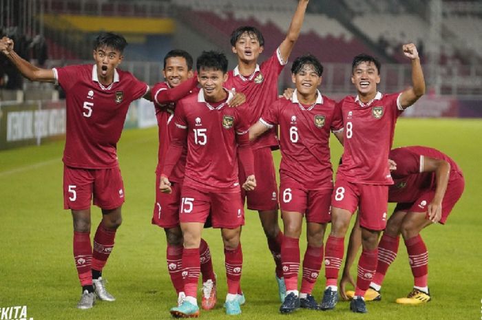 Skuad Timnas U-20 Indonesia dalam sebuah laga jelang Piala Asia U-20 2023.