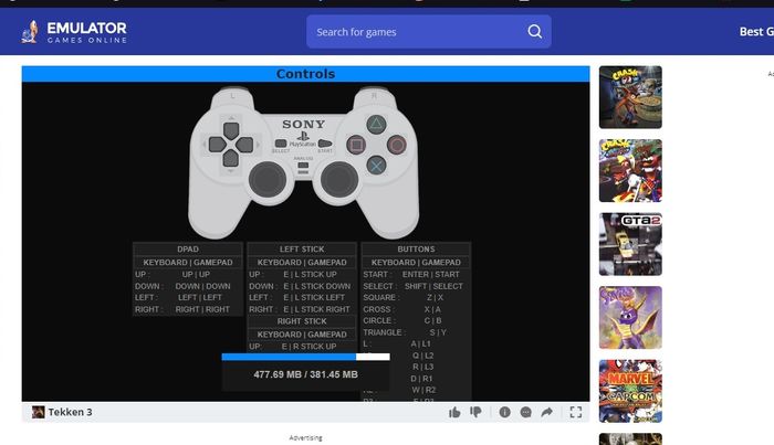 Salah satu emulator Playstation 1 atau PS 1 di internet.