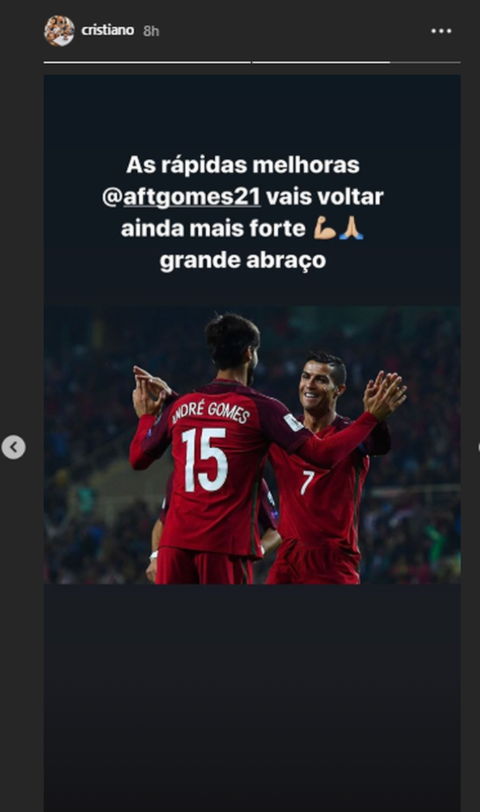 Unggahan Cristiano Ronaldo yang tunjukkan dukungannya pada Andre Gomes