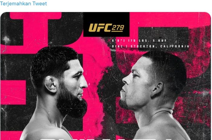 Poster duel UFC 279, Khamzat Chimaev vs Nate Diaz.