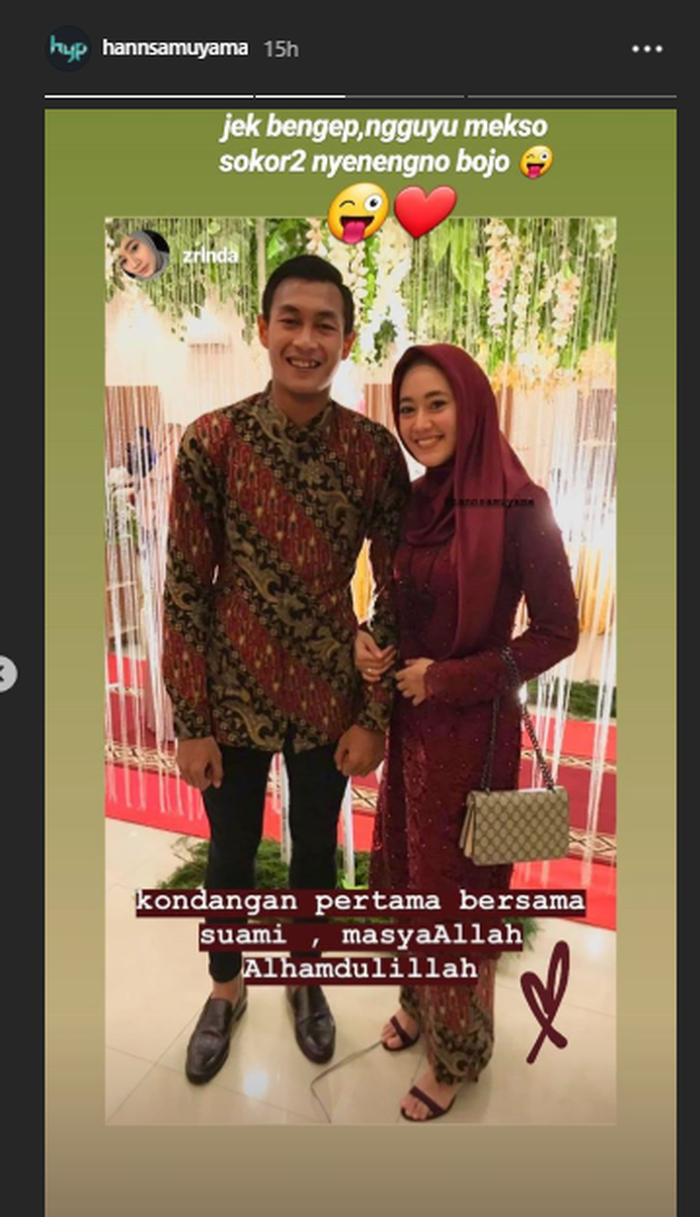 Unggahan Hansamu Yama yang kondangan dengan sang istri