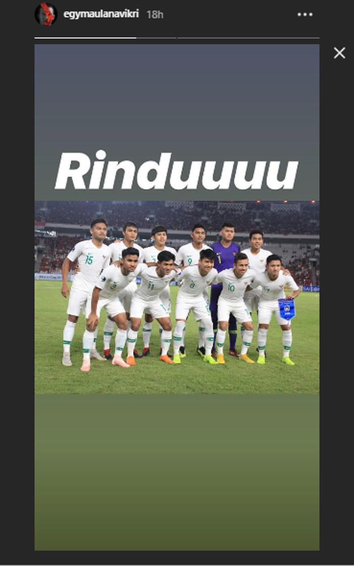 Unggahan Egy Maulana Vikri yang mengaku rindu pada rekan setimnya di Timnas U-19 Indonesia