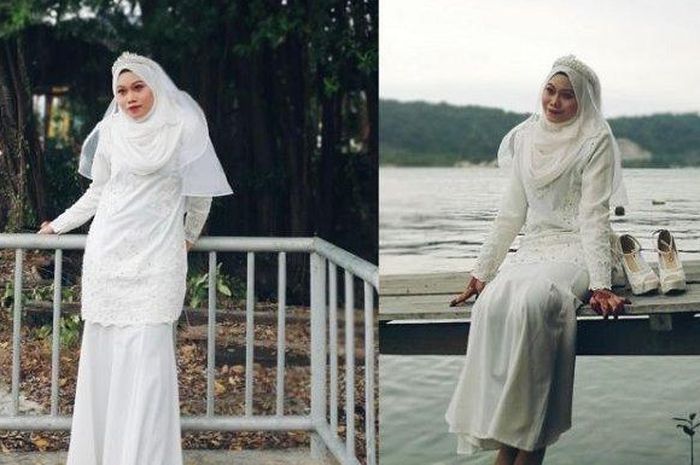 Pamer Kecantikannya Gunakan Gaun Pengantin Sendirian ...
