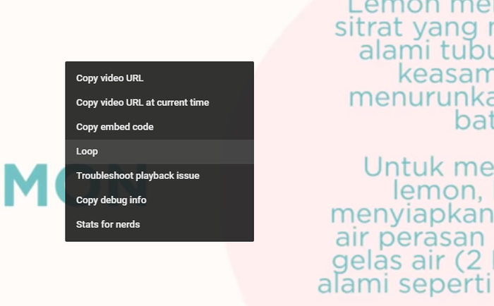Penggunaan fitur Loop pada YouTube