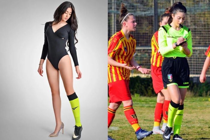 Model asal Italia, Mariangela Presicce, yang juga berprofesi sebagai wasit sepak bola.