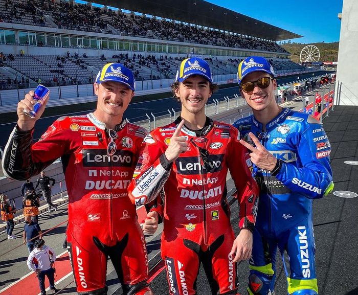 Francesco Bagnaia saat memenangi MotoGP Algarve 2021