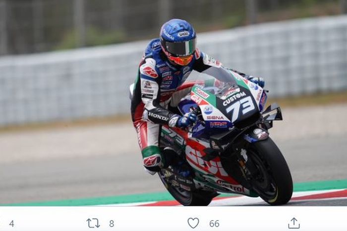 Pembalap LCR Honda, Alex Marquez saat tampil pada hari kedua MotoGP Catalunya silam (5/6/2021).