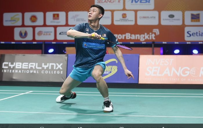 Tunggal putra Malaysia, Lee Zii Jia pada partai final Kejuaraan Beregu Asia 2022 menghadapi Indonesia, Minggu (20/2/2022)