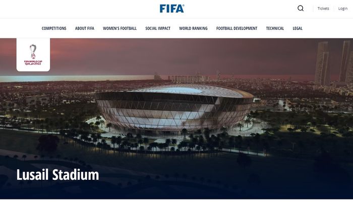 Foto Stadion Lusail Iconic yang akan digunakan untuk final Piala Dunia 2022 dalam website resmi FIFA.