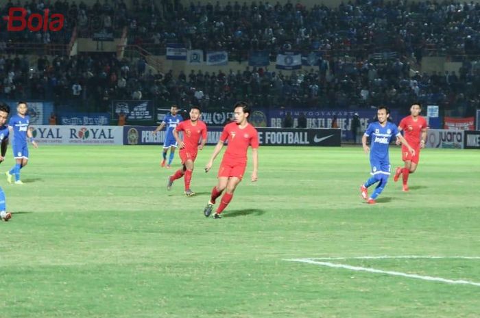 Pertandingan PSIM Yogyakarta vs timnas U-23 Indonesia di Stadion Sultan Agung, Bantul, Minggu (2/6/2019).