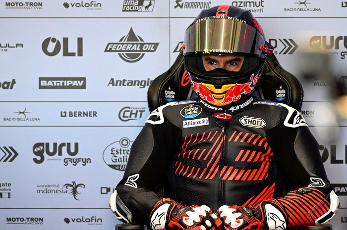 Pembalap Gresini, Marc Marquez, saat tampil dalam tes pasca-musim MotoGP di Sirkuit Ricardo Tormo, Cheste, Spanyol, 28 November 2023.