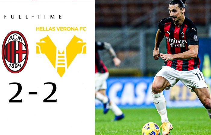 AC Milan ditahan Hellas Verona 2-2 pada laga pekan ke-7 Liga Italia, Minggu (8/11/2020) di San Siro.