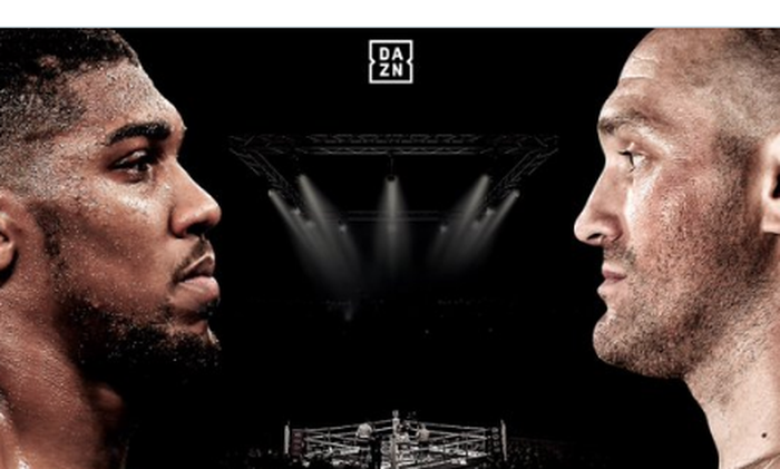 Ilustrasi poster pertandingan tinju Anthony Joshua (kiri) vs Tyson Fury (kanan)