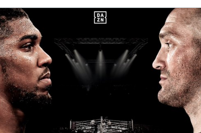 Ilustrasi poster pertandingan tinju Anthony Joshua (kiri) vs Tyson Fury (kanan)