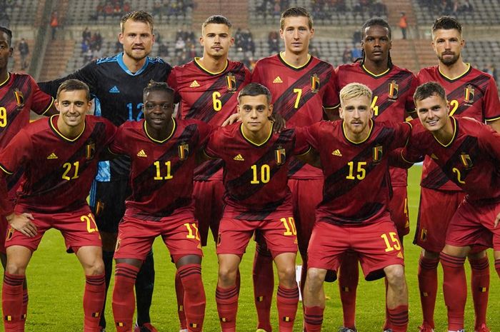 Skuat timnas Belgia  dalam laga persahabatan internasional melawan Pantai Gading di Stadion Roi Boudoin, Kamis (8/10/2020) atau Jumat dini hari WIB. 