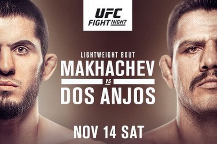 Poster UFC Fight Night 183 dengan laga utama Islam Makhachev vs Rafael dos Anjos.