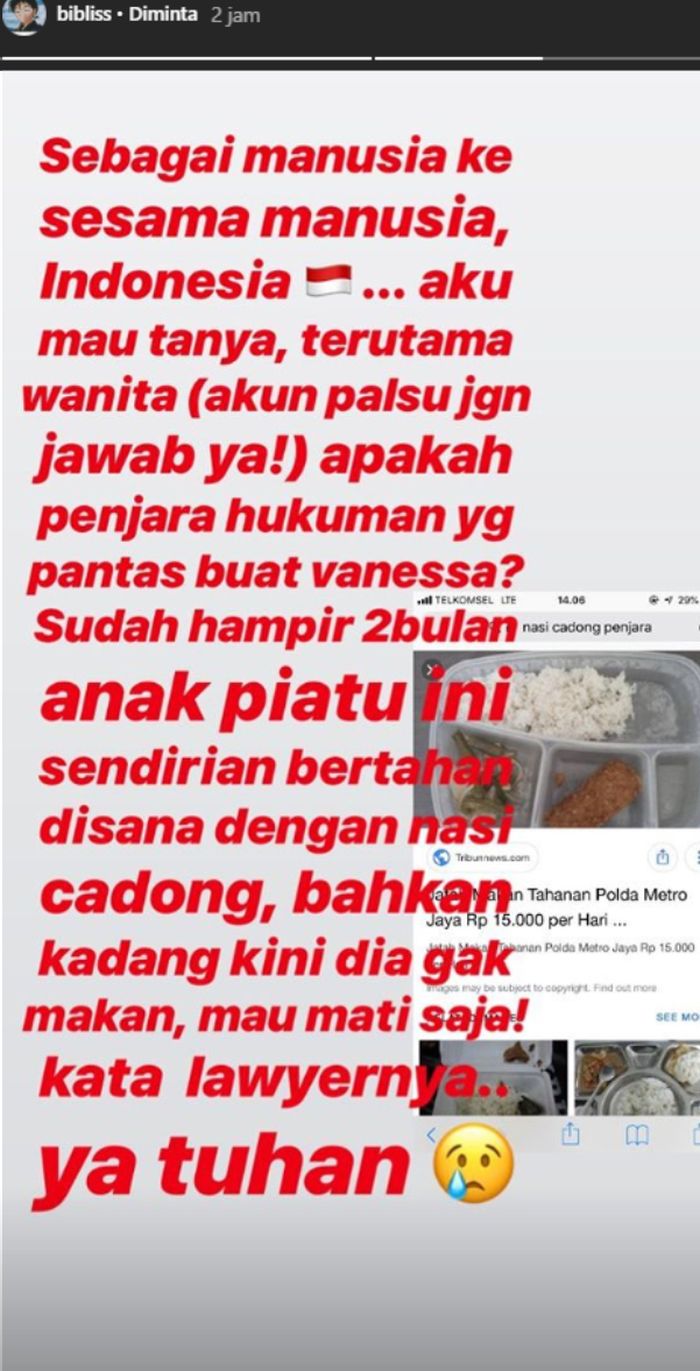 Bibi Ardiansyah ungkap kondisi terkini Vanessa Angel di penjara
