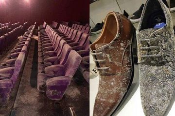 Kursi bioskop dan sepatu kulit berjamur