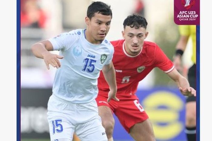 Suasana pertandingan semifinal Piala Asia U-23 2024 antara Timnas U-23 Indonesia melawan Timnas U-23 Uzbekistan.