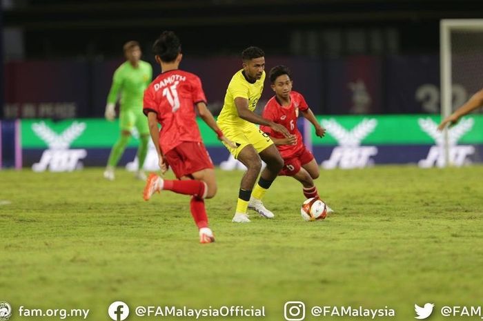 Pertandingan antara timnas U-22 Malaysia vs timnas U-22 Laos, pada babak penyisihan Grup B SEA Games 2023, Rabu (3/5/2023).