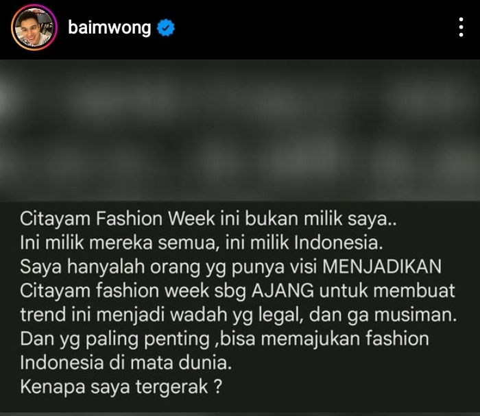 Baim Wong ungkap alasan asli