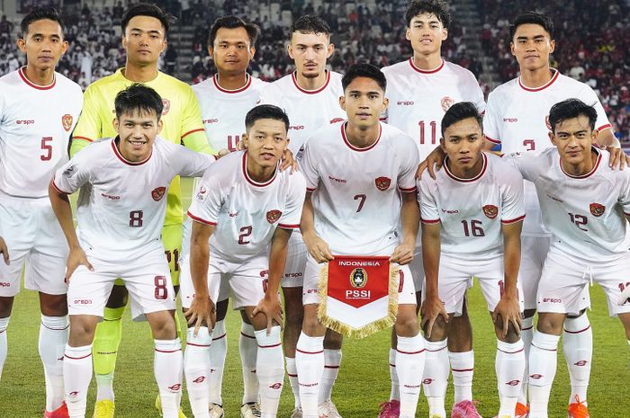 Skuad timnas U-23 Indonesia laga melawan timnas U-23 Qatar di Piala Asia U-23 2024, Senin (15/4/2024).